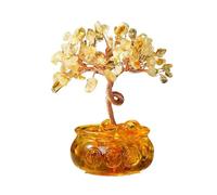 Statue en Cristal Arbre de Fortune en Cristal Naturel rassemblant des trésors invitant à la Richesse Ornement Maison améthyste pour la Maison(Yellow)