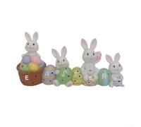Statue en forme d'œuf de lapin de Pâques à LED en résine 19 cm