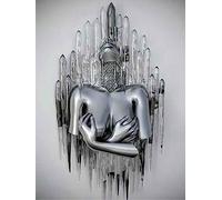 Statue en métal - Art sur toile - Peinture romantique - Poster et impressions abstraites 3D - Amoureux - Décoration moderne pour le salon - Sans cadre (LST-03,50 x 70 cm x 1)