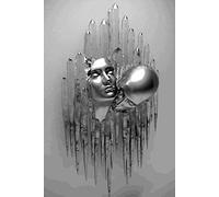 Statue en métal - Art sur toile - Peinture romantique - Poster et impressions abstraites 3D - Amoureux - Décoration moderne de la maison - Sans cadre (LST-05,80 x 120 cm x 1)