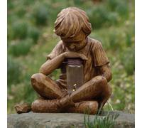 Statue En Résine Avec Lumières Led, Vision De Dieu Garçon, Décoration De Jardin, Statue D'énergie Solaire Pour Enfant Avec Lucioles