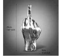 Statue en Résine du Doigt du Milieu,Statue Verticale,Artisanat d'Art,Geste de Bureau,Sculpture de Salon- Silver[A282]