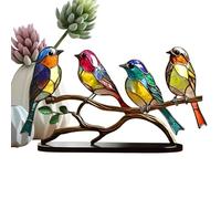 Statue en vitrail Hummingbird - Décoration d'oiseau en acrylique sur la branche - Couleurs vives - Décoration d'intérieur pour chambre à coucher, table de déshydratation, bureau, salle à manger