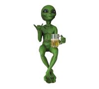 Statue extraterrestre | Sculpture extraterrestre buvant de la bière, décoration de bureau amusante, nouveauté en résine | Objets de collection en résine, décoration de bureau amusante pour adultes