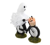 Statue Fantôme Halloween - Statuette Fantôme à Vélo d'Halloween avec Panier - Sculpture Effrayante Saisonnière En Résine Ornements D'Affichage Pour Bureau Chambre Bibliothèque Table À