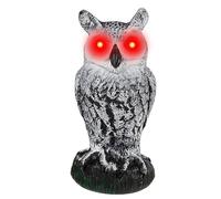 Statue Faux - Mouvement - Chouette Épouvantail activée avec des Yeux Rouges et Un Son Effrayant, appât à Cornes Anti-décoloration, la Statue de Fait Peur aux Oiseaux du Jardin