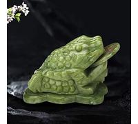 Statue Feng Shui Grenouille d'argent - Figurine de crapaud à trois pattes en jade, sculpture porte-bonheur et richesse, décoration d'intérieur, cadeau pour l'abondance