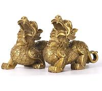 Statue Feng Shui Pi Yao Pi Xiu, Figurine Porte-Bonheur à Collectionner, Sculpture Porte-Bonheur pour la décoration de la Maison, Or 7,1 Pouces