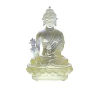 Statue Feng Shui Zen Ameublement Temple Porche Consécration Ancien Verre Bouddha Sculpture Décoration De Bureau Richesse Chanceux Figurine (Couleur : Gris)
