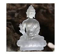 Statue Feng Shui Zen Ameublement Temple Porche Consécration Ancien Verre Bouddha Sculpture Décoration De Bureau Richesse Chanceux Figurine (Couleur : Gris)
