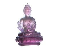 Statue Feng Shui Zen Ameublement Temple Porche Consécration Ancien Verre Bouddha Sculpture Décoration De Bureau Richesse Chanceux Figurine (Couleur : Gris)