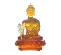 Statue Feng Shui Zen Ameublement Temple Porche Consécration Ancien Verre Bouddha Sculpture Décoration De Bureau Richesse Chanceux Figurine (Couleur : Gris)
