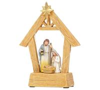 Statue Heilige Familie - 7.17 inches Weihnachtsfigur Dekoration | 14.5x4.7x19cm Harz Beleuchtung - Batteriebetrieben Warmes Licht Ideal für Zuhause und Besinnliche Weihnachtsstimmung