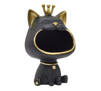 HOME DECO FACTORY, HD0158, Statue de Chat Noir Vide Poche Élégante, Objet Décoratif Pratique pour Clés et Bijoux, Design Moderne, Matériaux Durables, Taille Unique, Noir et Or