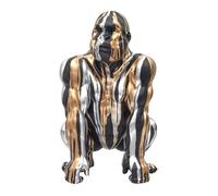 Generique – Statue Gorille « Coulure » Contemporaine – Métallisée Noir/Or/Argent – H45 cm