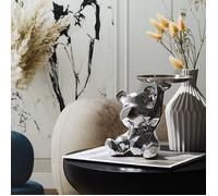 Statue - Home Deco Factory - Ourson - Vide Poche - Argent - H12 X L14,5 X P18 Cm