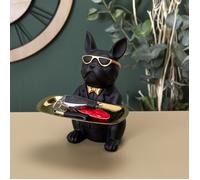 Statue - Home Deco Factory - Vide Poche Bulldog - Noir Et Or - H23,5 X L19 X P20 Cm