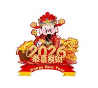 Statue interactive 2026 Année du cheval Caishen avec tête secouante et base rotative Symbole décoratif de prospérité (A)