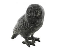 L'Héritier Du Temps Hibou Chouette Statue Statuette Sculpture Oiseau en Fonte Patinée Grise 9x15x16cm