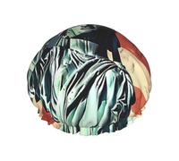 Statue Liberty Bonnet de douche pour homme et femme, réglable, réutilisable, double couche, imperméable, doublure en EVA, bande élastique pour toutes les longueurs de cheveux