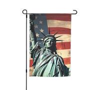 Statue Liberty Drapeau américain de jardin 30,5 x 45,7 cm Printemps Été Automne Hiver Drapeaux saisonniers double face Drapeaux de vacances Bannière Extérieur Intérieur Yard Drapeau pour décoration de