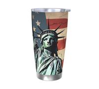 Statue Liberty Gobelet isotherme de 591 ml en acier inoxydable avec couvercle et paille, tasse de voyage à double paroi pour chaud/froid, tasse thermique anti-déversement pour la maison, le bureau, la