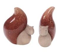 Statue : Lot de 2 écureuils terracotta - Amadeus - Orange - Céramique G