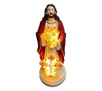 Statue lumineuse de la Vierge Marie avec éclairage alimenté par USB, 7 x 20 cm, décoration de jardin religieuse, sculpture de Marie illuminée, figurine sacrée alimentée par USB, pour cour, porche