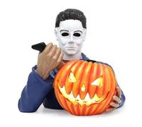 Statue lumineuse de Michael Myers en forme de citrouille - Décorations d'Halloween - Décoration d'Halloween - Figurine de nain de jardin effrayant - Cadeau effrayant pour bureau, intérieur et