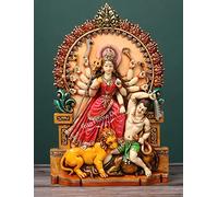 Statue Maa Durga - Sculpture Bengali MATA - Figurine Adi Shakti - Idole Parashakti - Plaque Mahisasur Mardini - Mère Jagdamba pour le culte