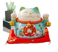Statue Maneki Neko - Chat porte-bonheur Feng Shui, figurine de chat de richesse mignonne de 11,4 cm, Fortune Maneki Neko Feng Shui, décoration d'intérieur créative en céramique, décorations