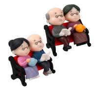 Statue Mini Grand-mère et Grand-père Banc Parc 2 Sets PVC