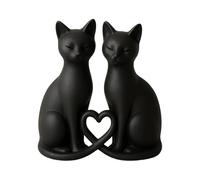 Statue miniature de couple de chats avec motif cœur pour table à manger et salon, cadeau d'anniversaire de mariage, décoration de chats en forme de cœur