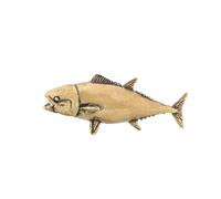 Statue miniature de thon marin en laiton, sculpture de poisson réaliste en métal, décoration de bureau, bonsaï, micro paysage, accessoires de décoration