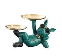 Statue moderne de bouledogue français - Sculpture de majordome en résine avec plateau, décoration d'intérieur élégante pour table d'entrée et bureau, figurine décorative unique, pour les amoureux des
