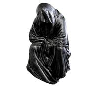 Statue mystérieuse de robe noire, statue assise de Creeper | Statue de la Faucheuse en robe noire - Robe d'horreur noire, sculpture d'Halloween, The Creeper Reaper, nouveauté de décoration d'intérieur