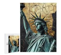 Statue of Liberty Gold Background Puzzle 1000 Pièces Educa Jouet en Bois Cadeau Unique Décoration Intérieure Jeu Éducatif Challenge Toy Adultes Et Enfants À Partir De 14 Ans 500 PCS
