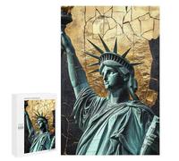 Statue of Liberty Gold Background Puzzle 1000 Pièces Educa Jouet en Bois Cadeau Unique Décoration Intérieure Jeu Éducatif Challenge Toy Adultes Et Enfants À Partir De 14 Ans 1000 PCS