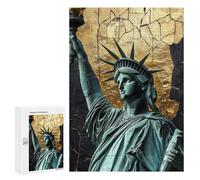 Statue of Liberty Gold Background Puzzle 300 Pièces Educa Jouet en Bois Cadeau Unique Décoration Intérieure Jeu Éducatif Challenge Toy Adultes Et Enfants À Partir De 14 Ans 300 PCS