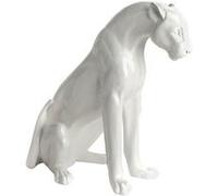 Laure TERRIER Grande Statue de panthère en résine, Position Assise, Hauteur 47 centimètres. Modèle Blanc, pour décoration ou Collection