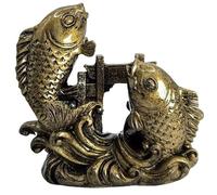 Statue Poissons Carpes Feng Shui - Porte du Dragon - Animal Protecteur Feng Shui - Statue Feng Shui - Objet décoration Feng Shui - Couleur Bronze