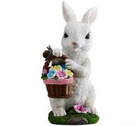 Statue pour lapin Résine 25cm Gris Statue pour lapin Résine(White) | Éclairage auto, résine , design pour lapin panier, 25cm haut, gris et blanc