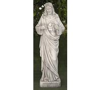 Statue Religieuse du sacré-cœur de Jésus en béton Pierre pour l'extérieur 20x18x82cm.