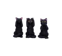 Nemesis Now Statuette U4802P9 – Trois chats de la sagesse, polyrésine, noirs, 8,5 cm