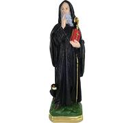 Statue saint Benoît en plâtre peinte à la main - 30 cm