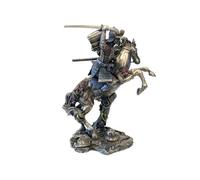 Statue samurai à cheval aspect bronze