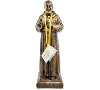 Statue San Pio (Padre Pio) de Pietrelcina en résine 40 cm, couleur bronze - Fabriqué en Italie