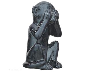 Statue singe modèle "ne voit aucun mal" en céramique collection MONKEY noir