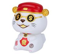Statue solaire de chat porte-bonheur, figurine de chat hochant la tête,Figurine de chat porte-bonheur solaire | Figurines solaires à tête mobile de bonne signification pour salle d'étude, salon, chamb