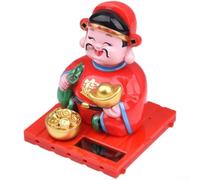Statue solaire de dieu de la richesse, mascotte Feng Shui avec mouvement automatique, tableau de bord de voiture porte-bonheur et décoration de bureau